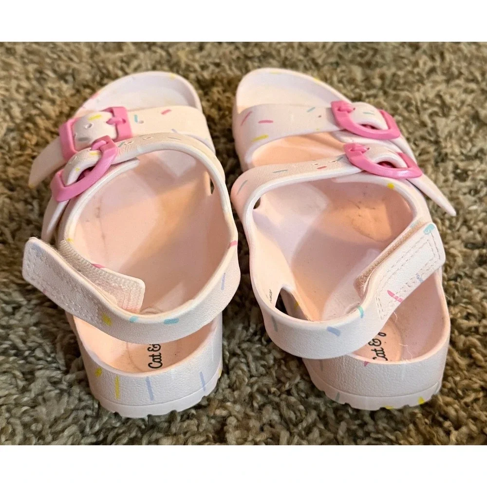 Cat & Jack-Ade Pink Sprinkle Pattern Sandals  Size 12
